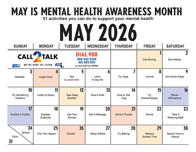 Mental Health Calendar